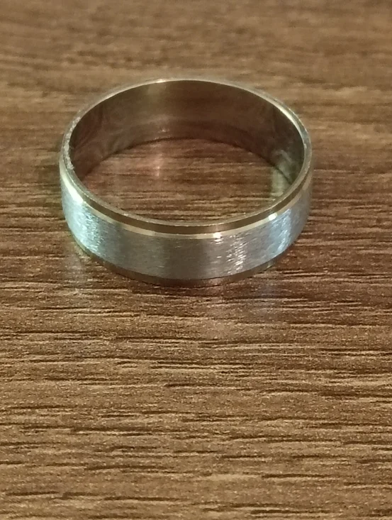 Two Tone Silver Gold Band Ring Size 11.75 Brushed Wedding Band Minimalist - Picture 4 of 6